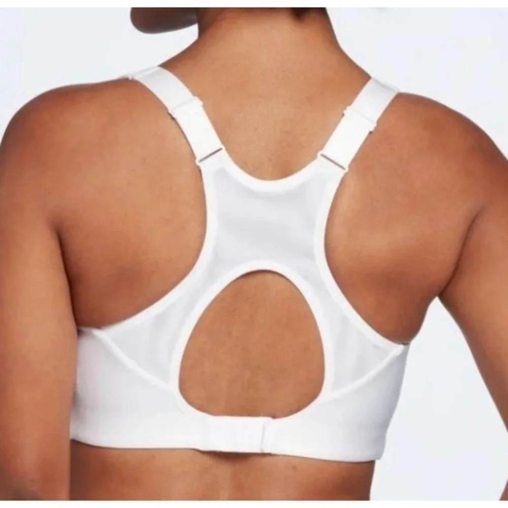 Calia Womens White Go All Out Zip Front Sports Bra Size 32 DD NWT‎